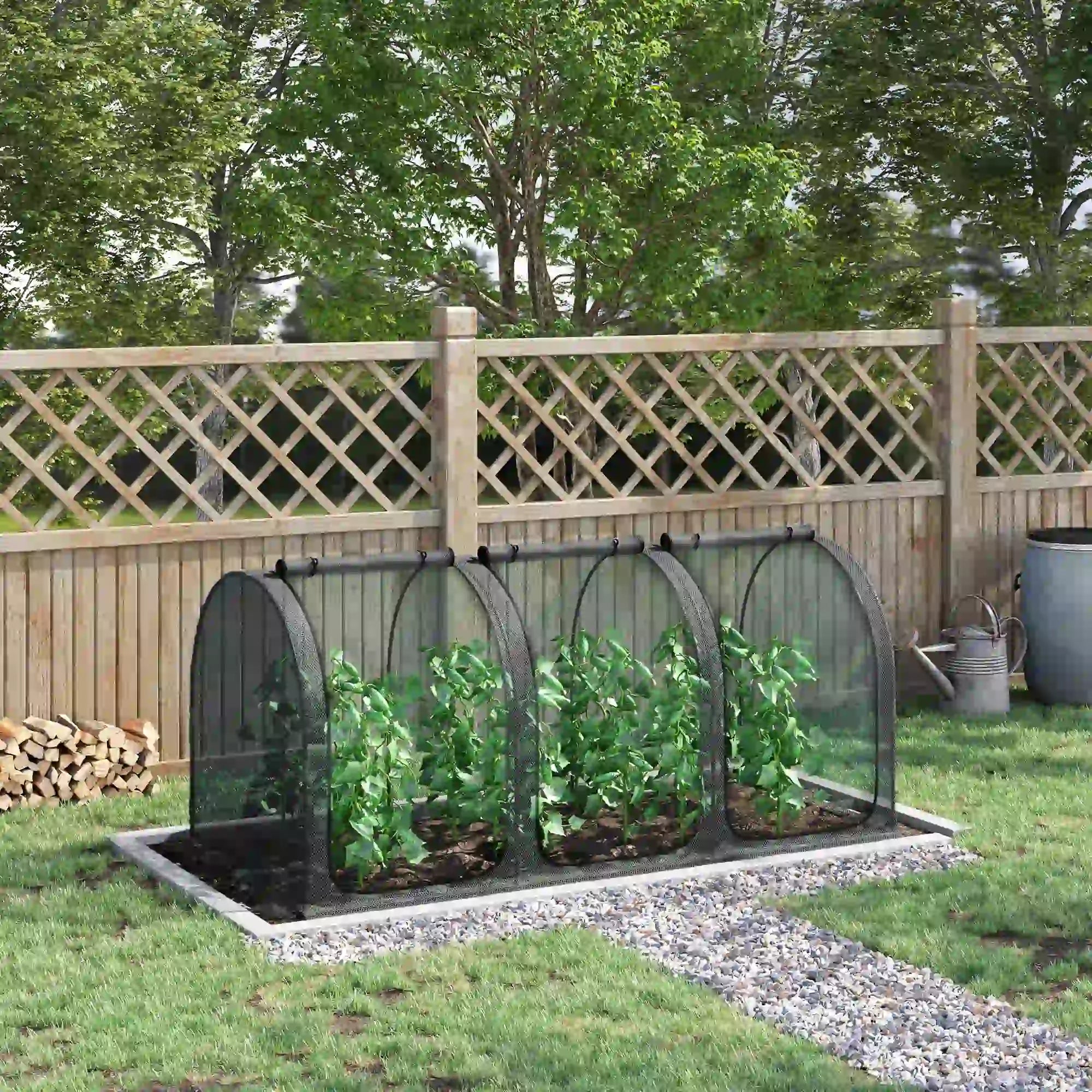 9' x 4' Crop Cage, Garden Plant Protector, 3 Zippered Doors, 4 Stakes, Black Mini Greenhouses at Gallery Canada