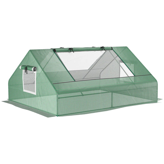 71" x 55" x 32" Mini Greenhouse, Portable Hot House for Plants, 2 Large Windows, Ground Nails, Green Mini Greenhouses Dark Green at Gallery Canada