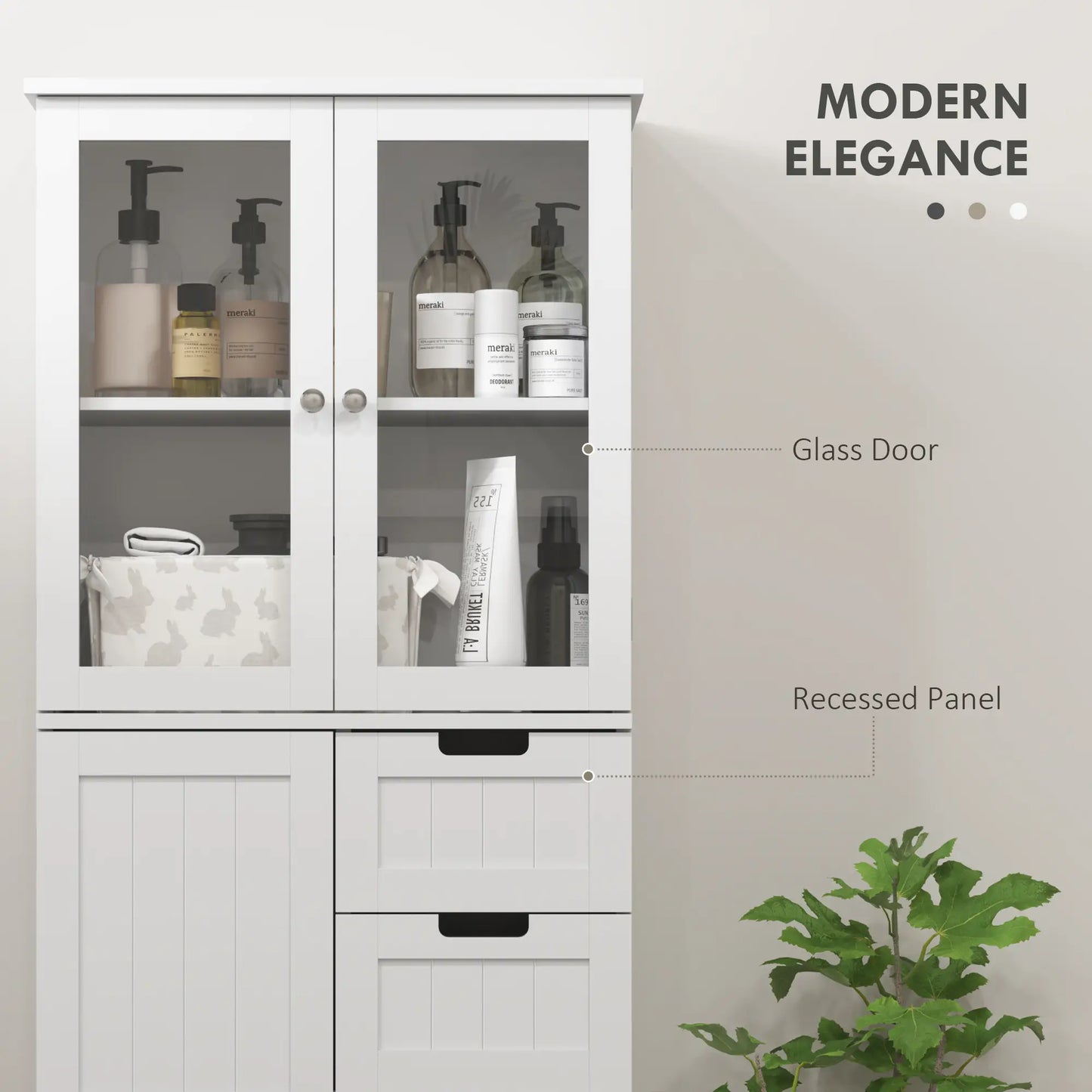 Tall Bathroom Storage Cabinet With Adjustable Shelves, White