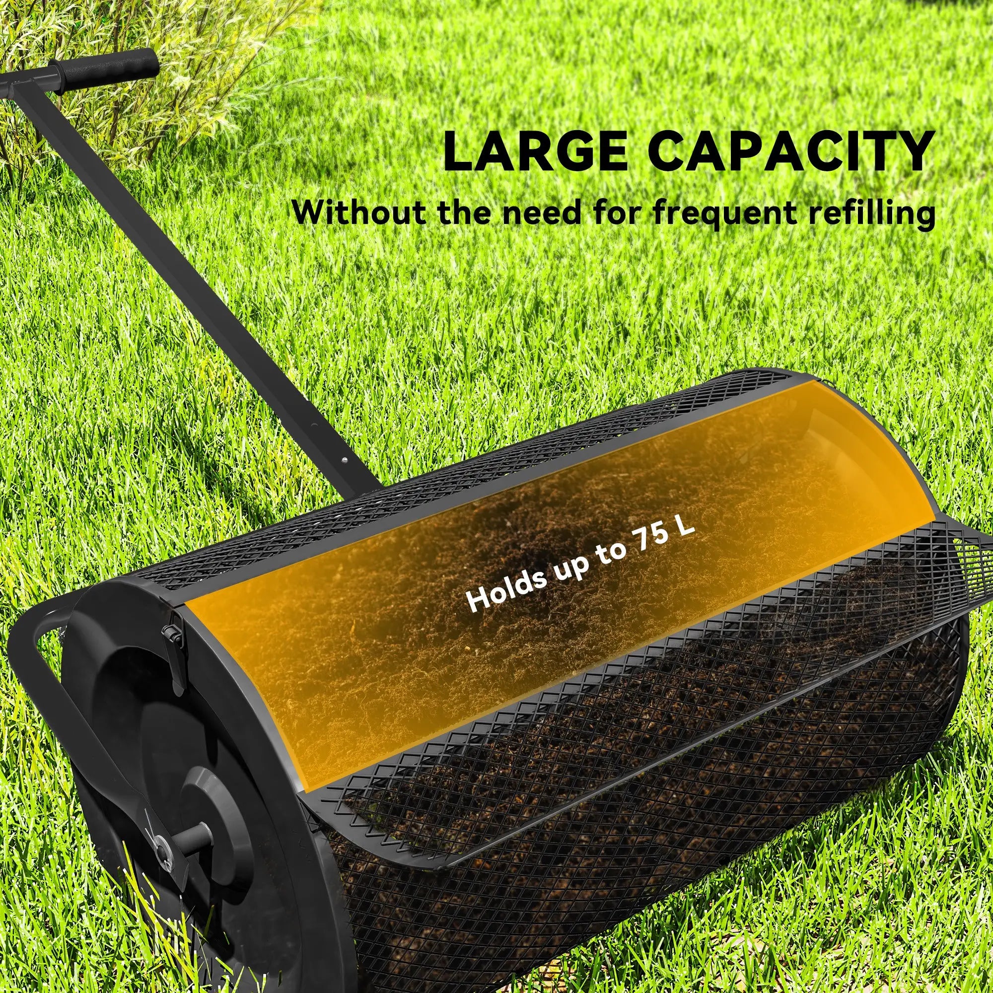 24 Inch Compost Spreader, Adjustable Handle 24.4/26.4 Inch, Black Garden Accessories at Gallery Canada