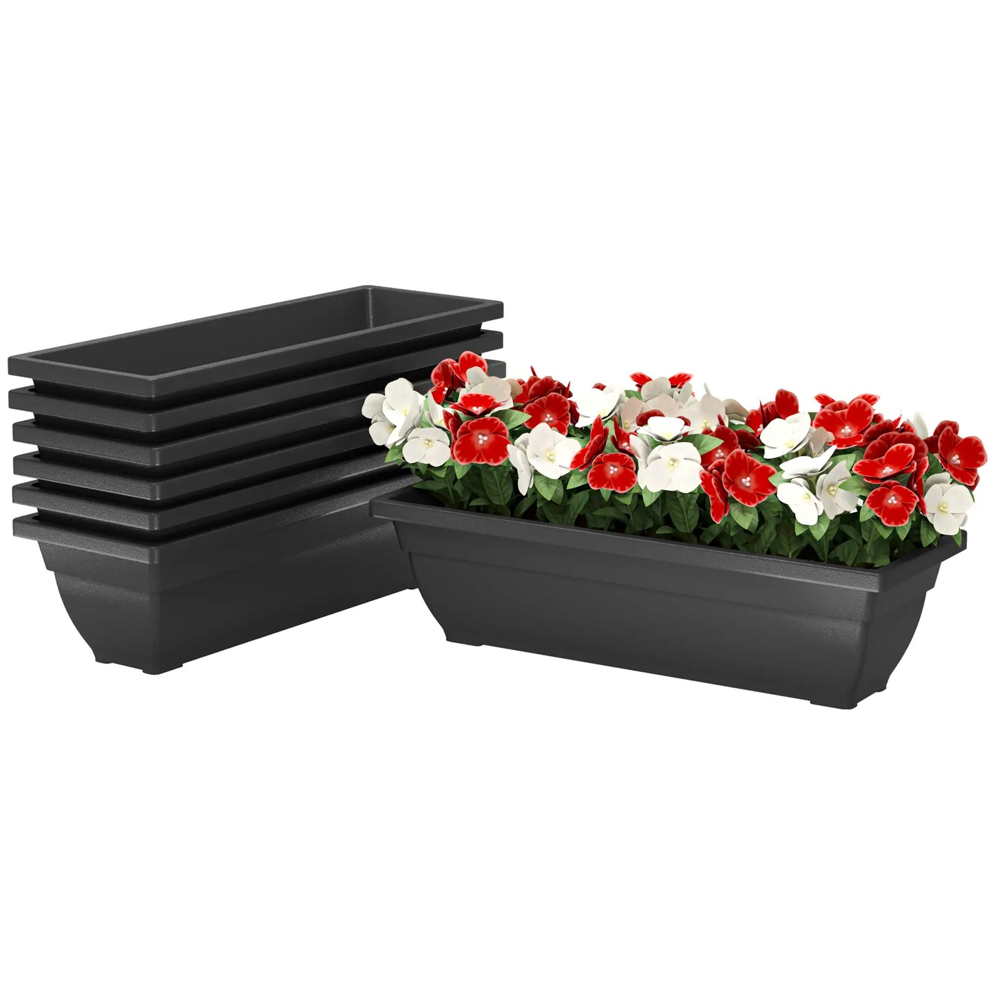 Rectangular Flower Pots, 7 Pack 23 Inches, Garden Planters, Black Garden Accessories at Gallery Canada