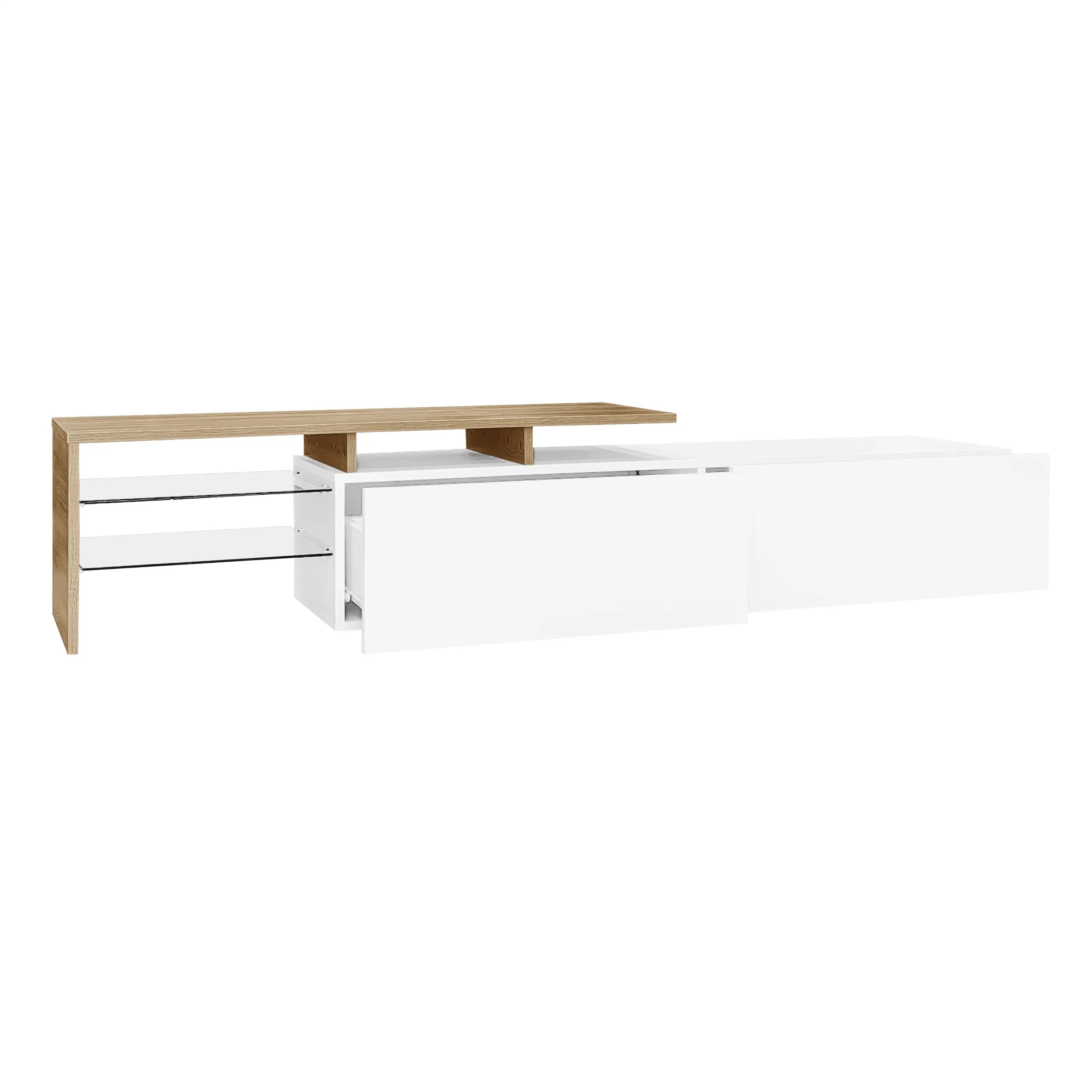 TV Stand With Glass Shelves, LED Lighting, 67