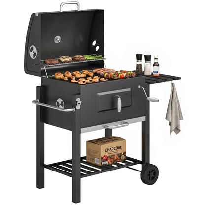 Portable Stainless Steel BBQ Trolley Grill With Wheels, Side Shelf Charcoal BBQ Grils at Gallery Canada