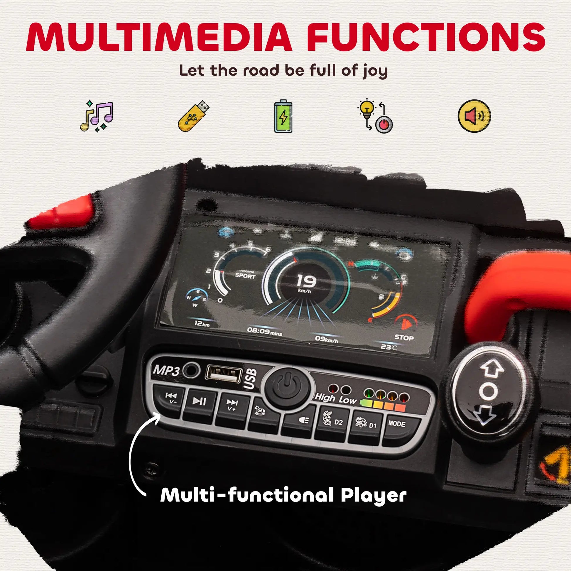 12V Ride On Car, Electric Bucket, Two-Seater, Shovel, Remote Control, Red Electric Toy Cars at Gallery Canada