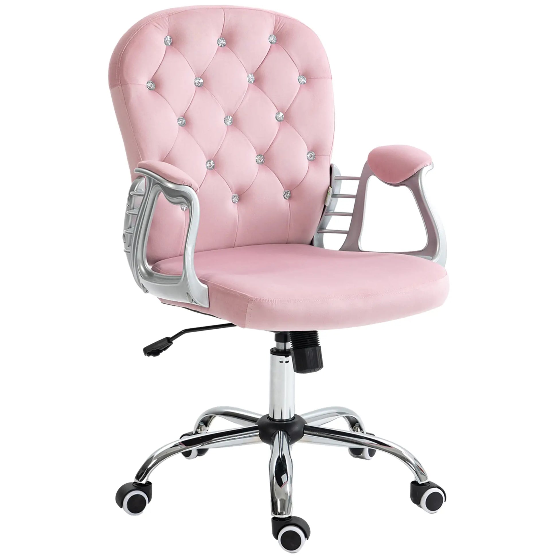 Adjustable Height Office Chair, Tufted Back Computer Desk Chair, Pink Task Chairs at Gallery Canada