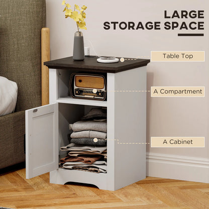 Set of 2 Side Tables, Night Stands with Outlets, White Side Tables at Gallery Canada