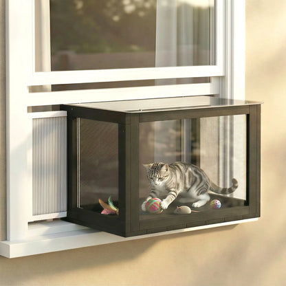 Outdoor Cat Enclosure, Adjustable Cat House, Waterproof Top, 24" x18.5" x16.1", Black White Outdoor Cat Enclosures at Gallery Canada