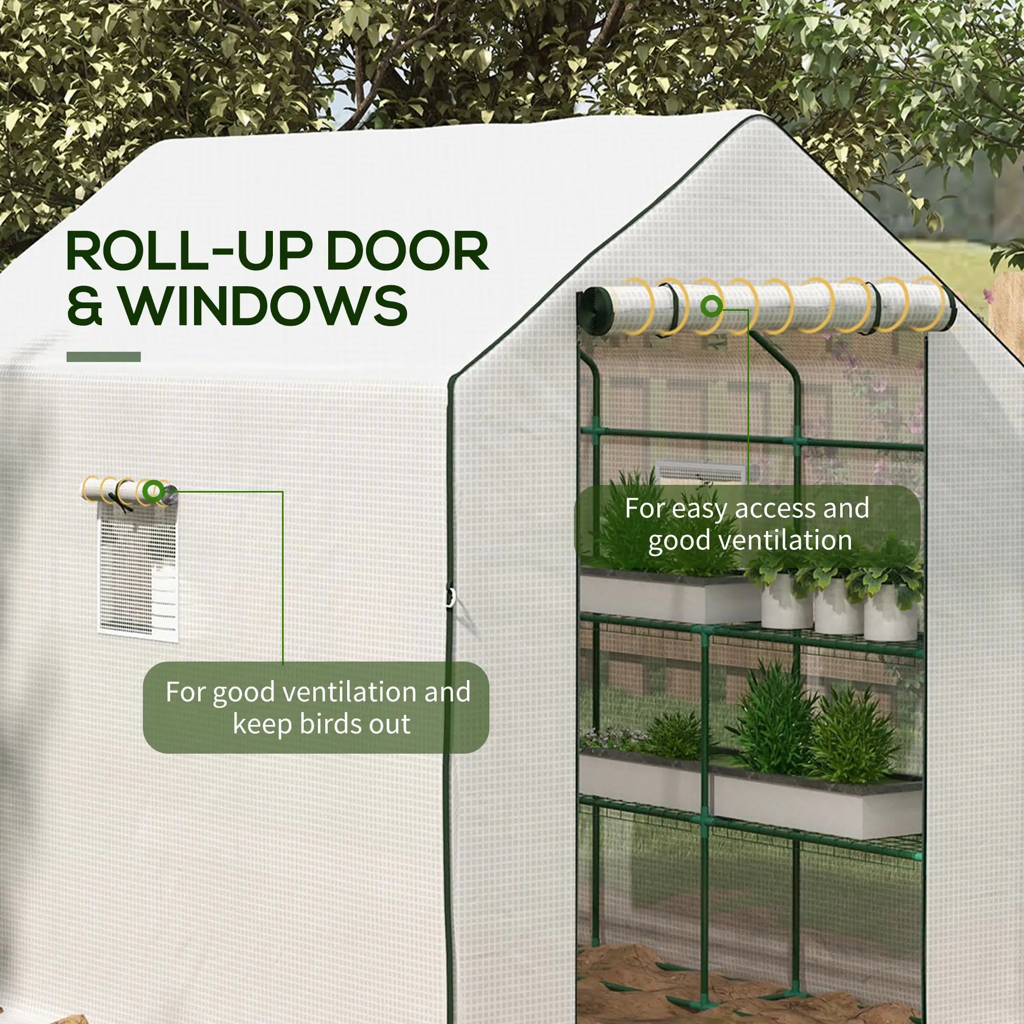 Portable Walk-In Greenhouse, 4.6' x 4.7', 2 Tier Shelves, White Walk In Greenhouses at Gallery Canada