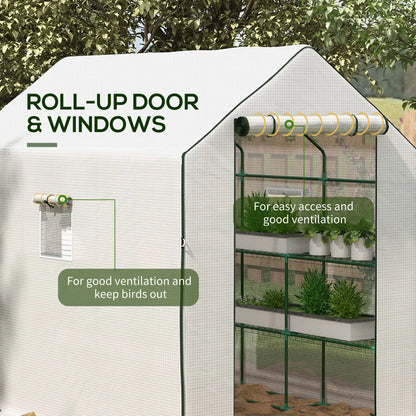 Portable Walk-In Greenhouse, 4.6' x 4.7', 2 Tier Shelves, White Walk In Greenhouses at Gallery Canada