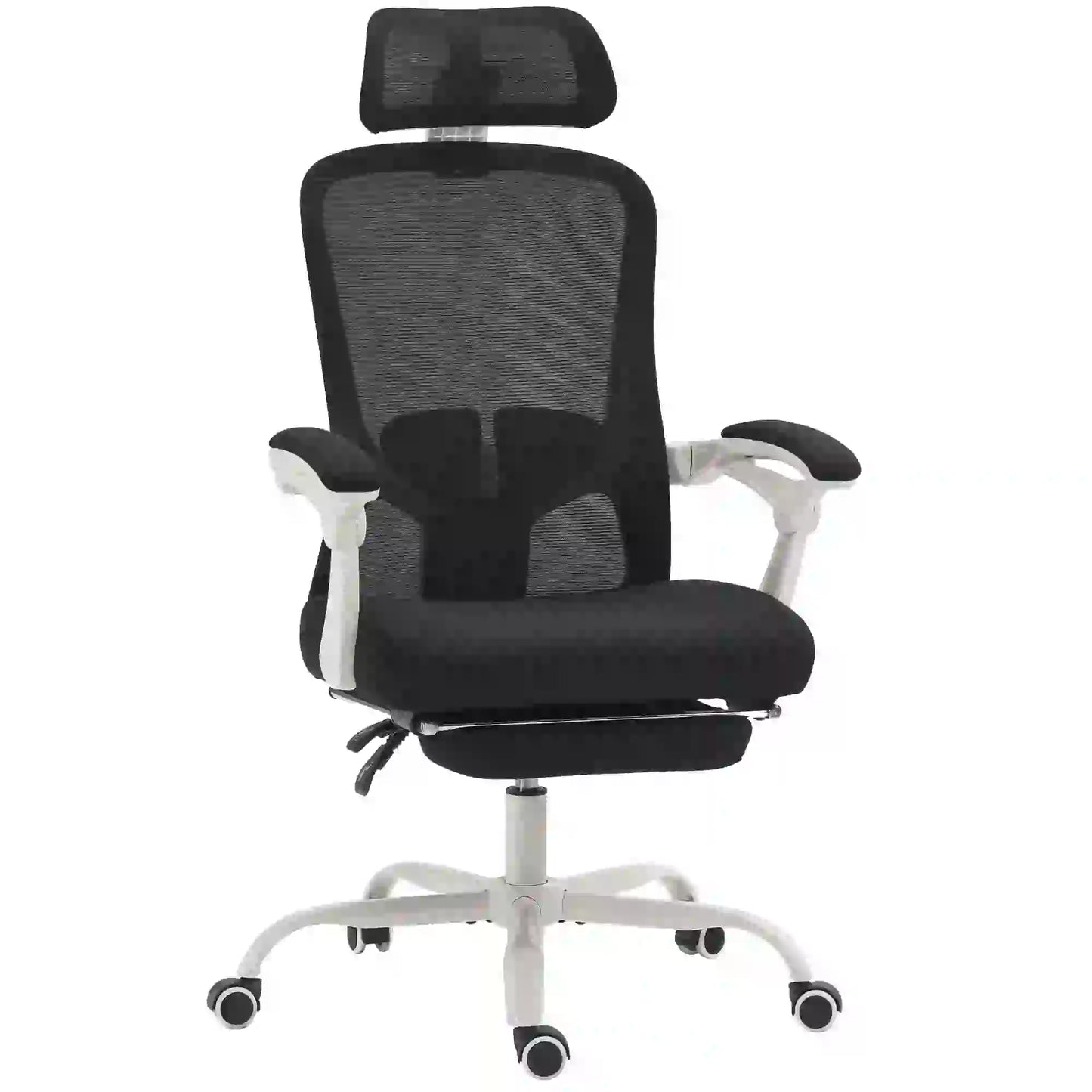 Ergonomic Office Chair, Mesh Reclining Desk Chair, Adjustable Lumbar Support, Headrest, Black Office Chairs Black, White at Gallery Canada