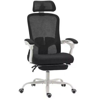 Ergonomic Office Chair, Mesh Reclining Desk Chair, Adjustable Lumbar Support, Headrest, Black Office Chairs Black, White at Gallery Canada