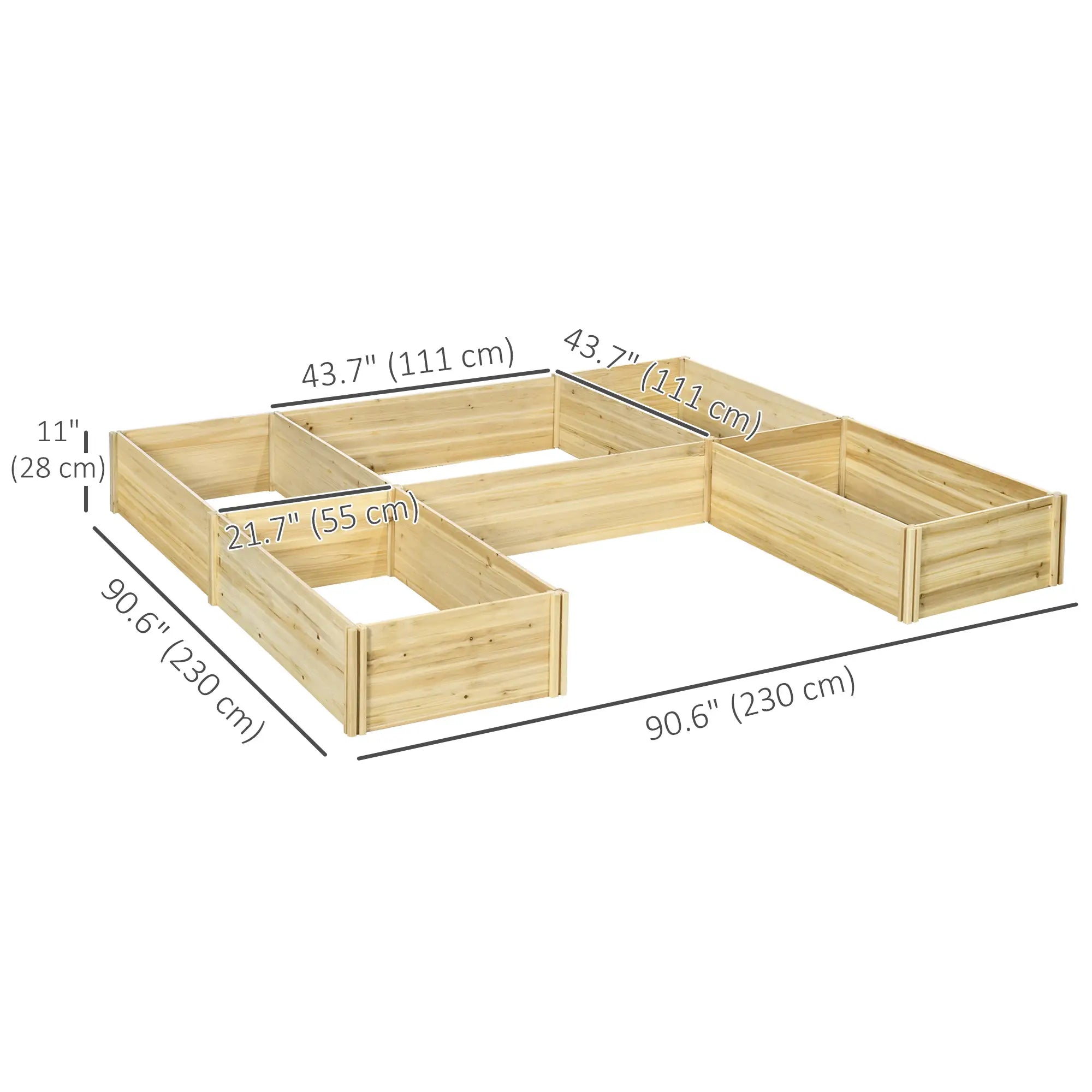 DIY 5-Box Garden Planter, Open Bottom, Natural Wood Raised Garden Beds at Gallery Canada