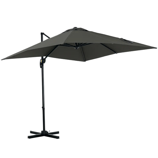 8' x 8' Square Patio Umbrella, 360° Rotation, Aluminum Cantilever, Grey Cantilever Umbrellas Grey at Gallery Canada