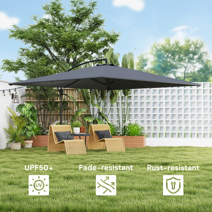 Rectangular Cantilever Parasol 111" x 150.4", Adjustable Tilt, UPF50+, Grey Offset Cantilever Umbrellas at Gallery Canada