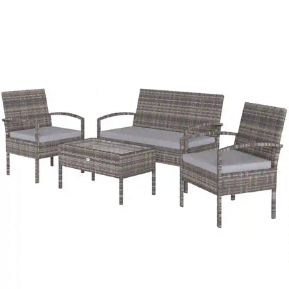Patio Furniture Set, Loveseat, 2 Armchairs & Coffee Table, Light Grey Patio Furniture Sets Grey at Gallery Canada