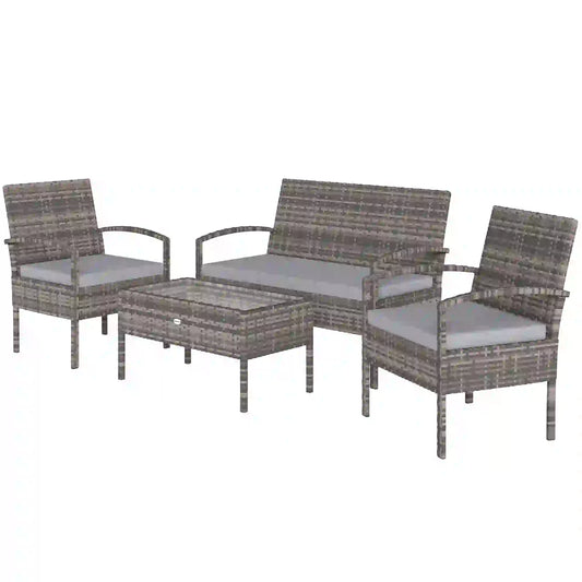 Patio Furniture Set, Loveseat, 2 Armchairs & Coffee Table, Light Grey Patio Furniture Sets Grey at Gallery Canada