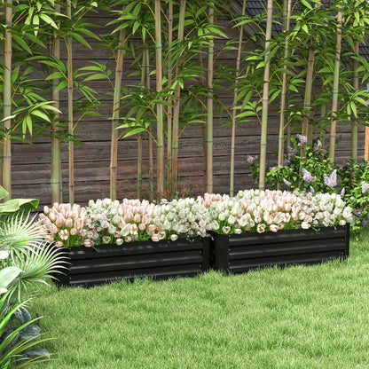 Steel Raised Garden Bed, Elevated Planter Box, 39"x20"x12", Black Galvanized Planter Boxes at Gallery Canada