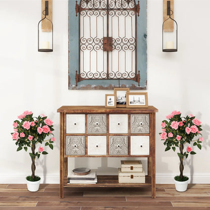 3FT Pink Rose Artificial Plant Set Of 2 In Pot, Indoor Home Decor, Pink Artificial Trees at Gallery Canada