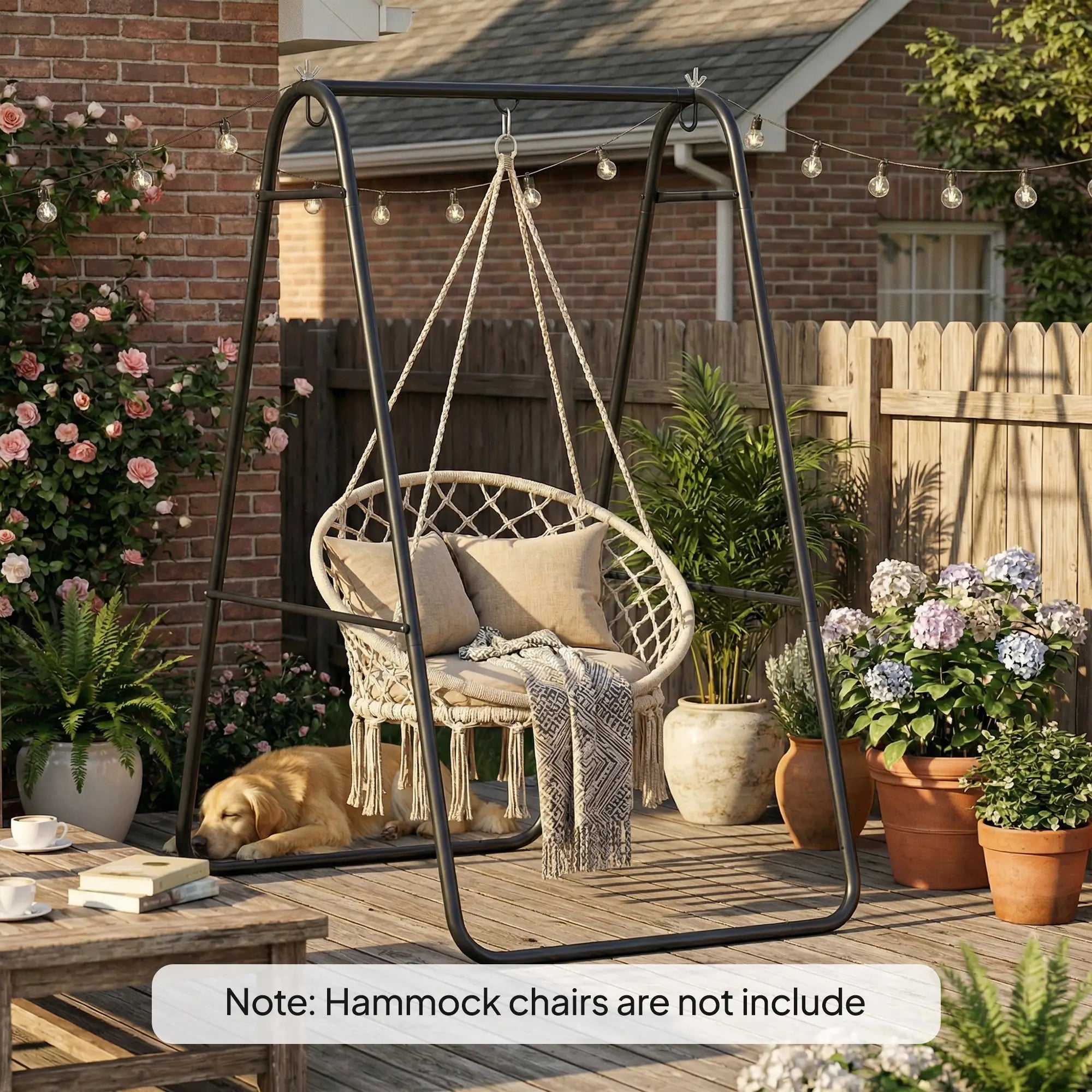 Heavy Duty Steel A-Frame Hammock Stand, Max Load 330 LBS, Black Hammock Stands at Gallery Canada