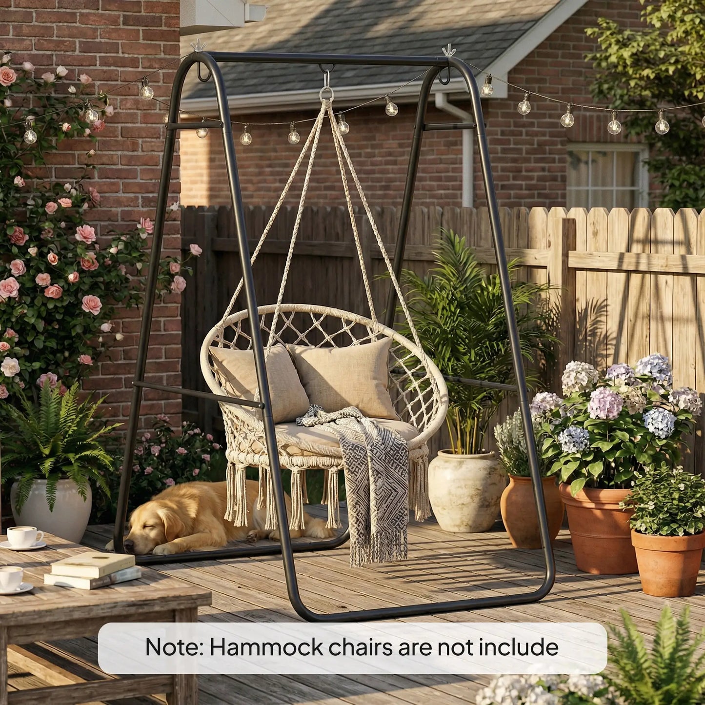 Heavy Duty Steel A-Frame Hammock Stand, Max Load 330 LBS, Black Hammock Stands at Gallery Canada