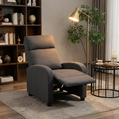Manual Fabric Recliner Chair, Home Theater Seating, Dark Grey Single Sofas at Gallery Canada