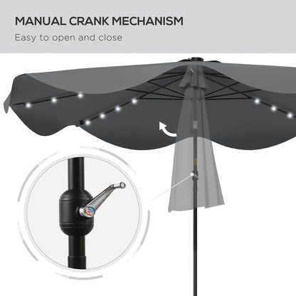 Solar Patio Umbrella with LED, Tilt, Crank, 10 x 10 ft, Dark Grey Sun Umbrellas at Gallery Canada