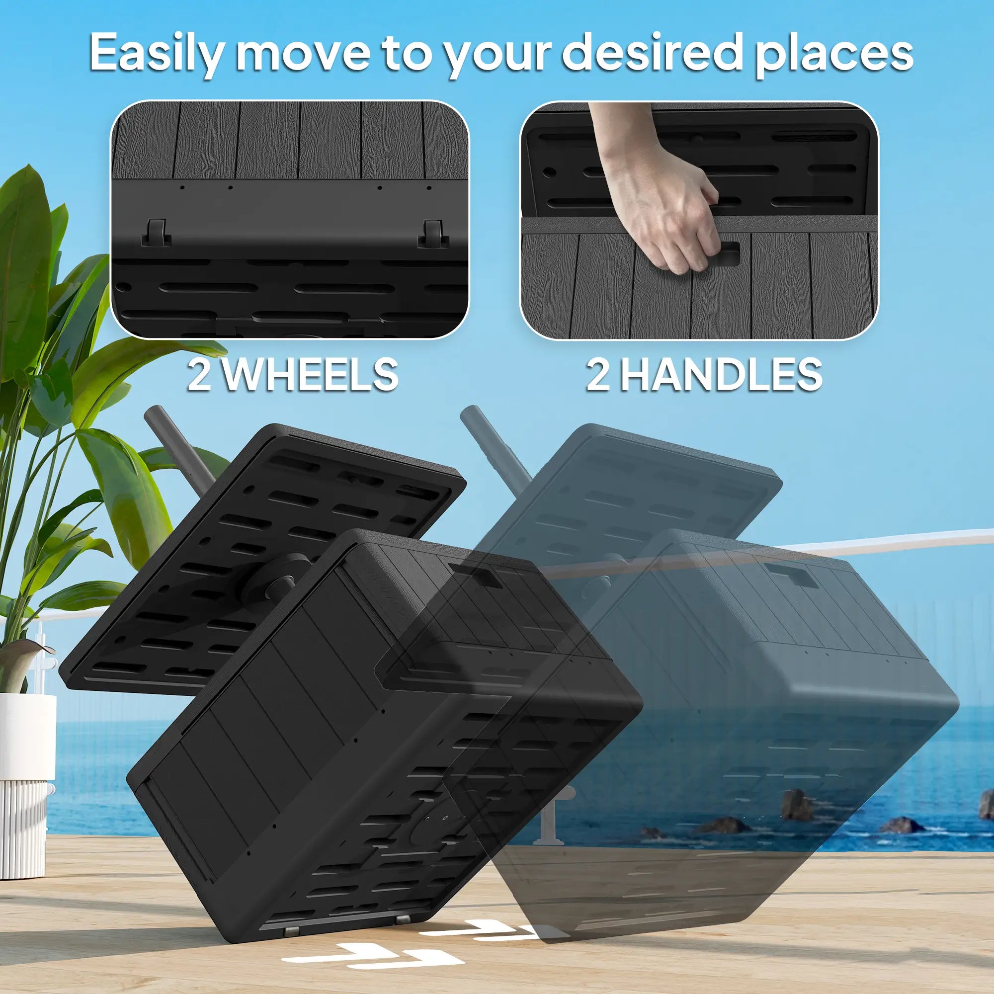 Heavy Duty Umbrella Base with Wheels, Table Tray, 176lbs, Black Umbrella Bases at Gallery Canada