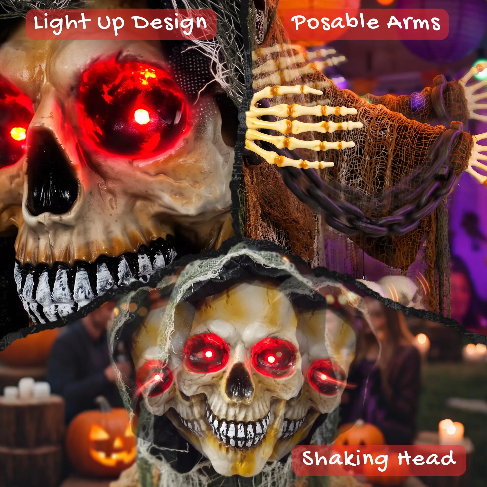 5.6 Ft Animated Grim Reaper Halloween Animatronic, Moves & Glows Halloween Decorations at Gallery Canada