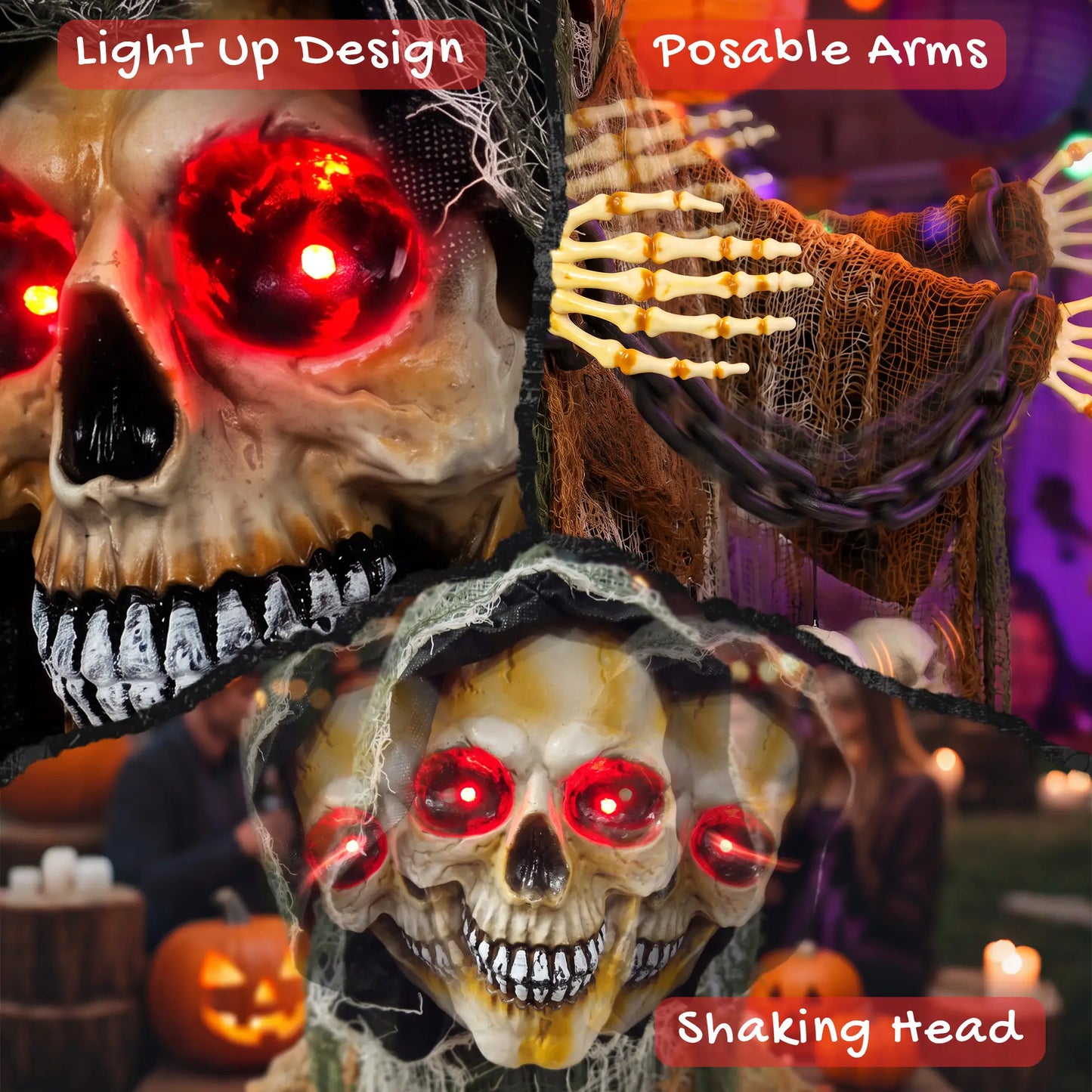 5.6 Ft Animated Grim Reaper Halloween Animatronic, Moves & Glows Halloween Decorations at Gallery Canada