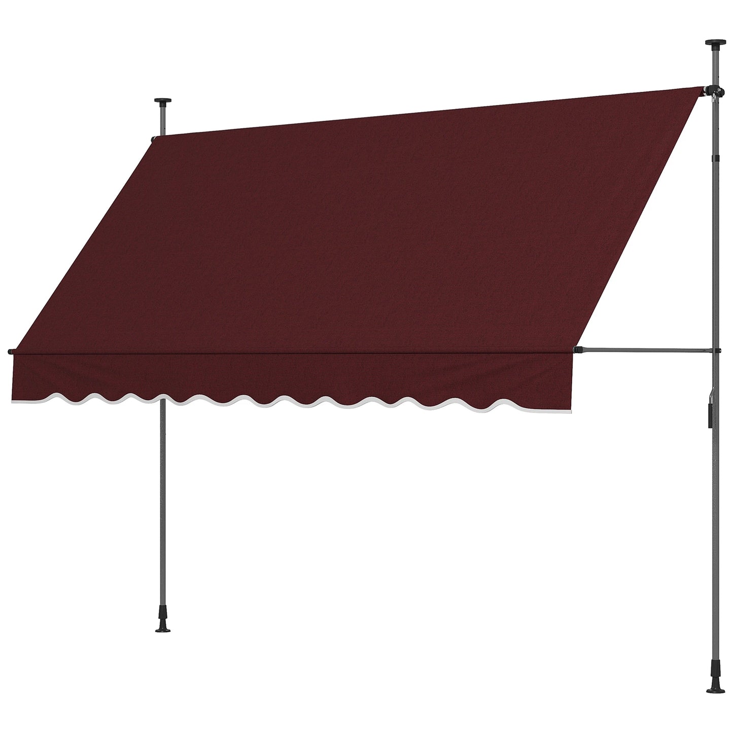 10' x 3' Manual Retractable Awning, Freestanding, UV Resistant, Wine Red Window Awnings Wine Red at Gallery Canada