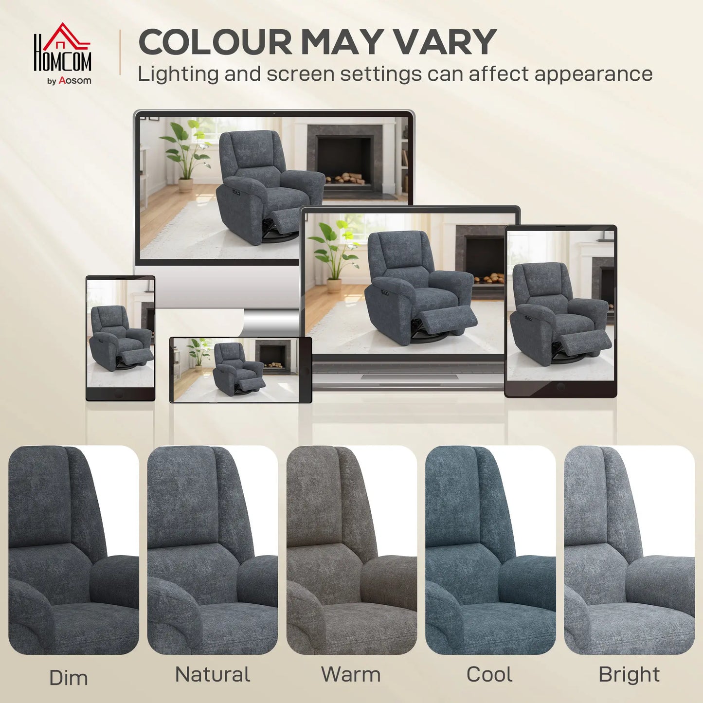 Power Recliner Chair, Fabric Upholstery, USB Ports, Swivel Rocking, Dark Grey Single Sofas at Gallery Canada