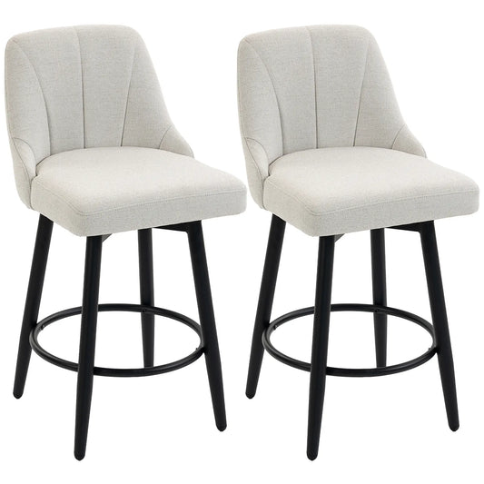 Ensemble de 2 tabourets de bar pivotants, blanc crème