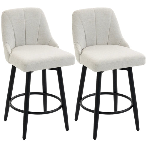 Swivel Bar Stools Set of 2, Cream White