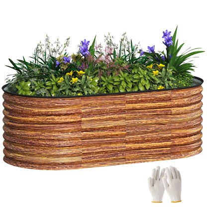 Galvanized Raised Garden Bed, 5 x 2.5 x 2 ft, Brown Wood Effect, Brown