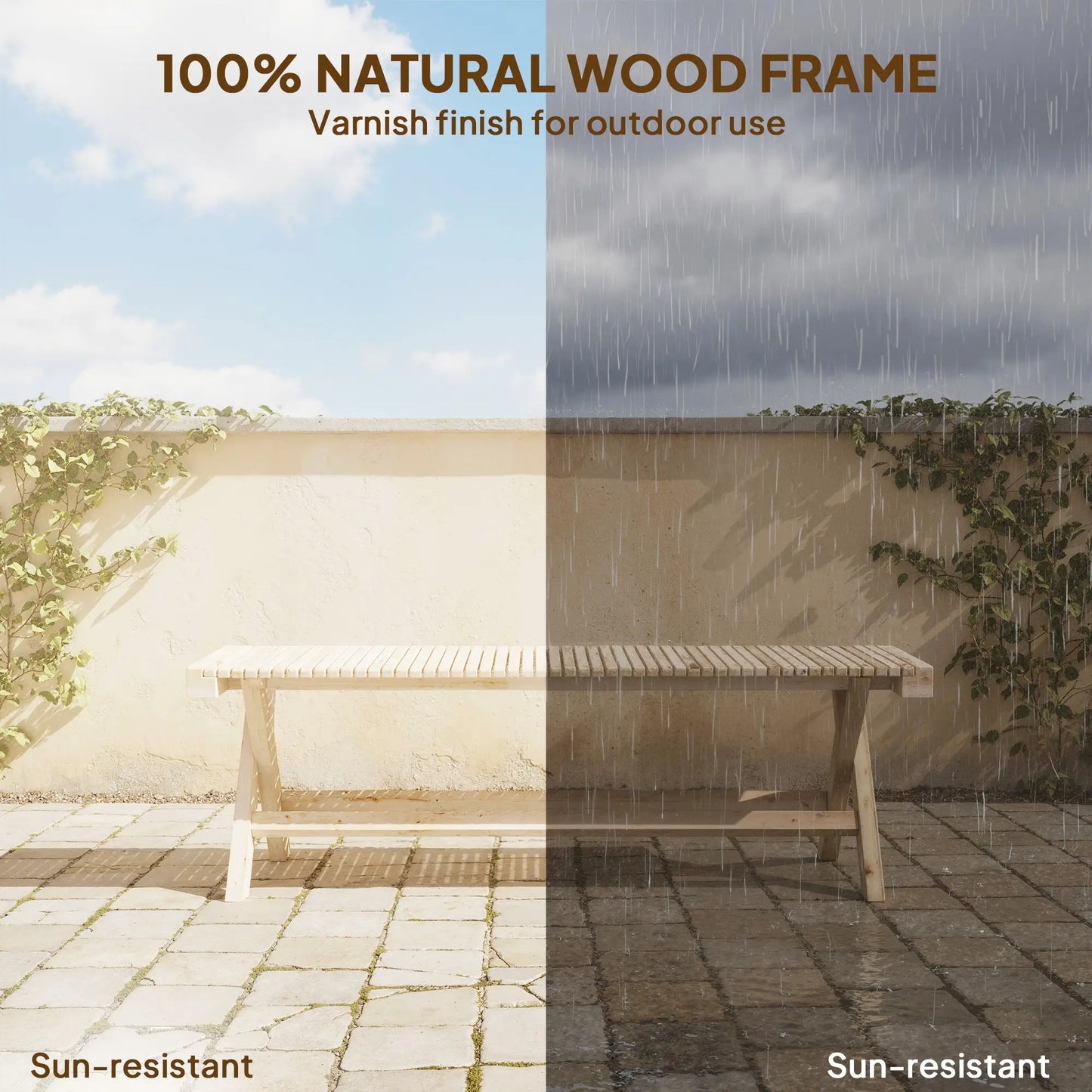 55.1" Garden Bench, 2-Seater Outdoor Bench, Natural Wood Finish Outdoor Benches at Gallery Canada