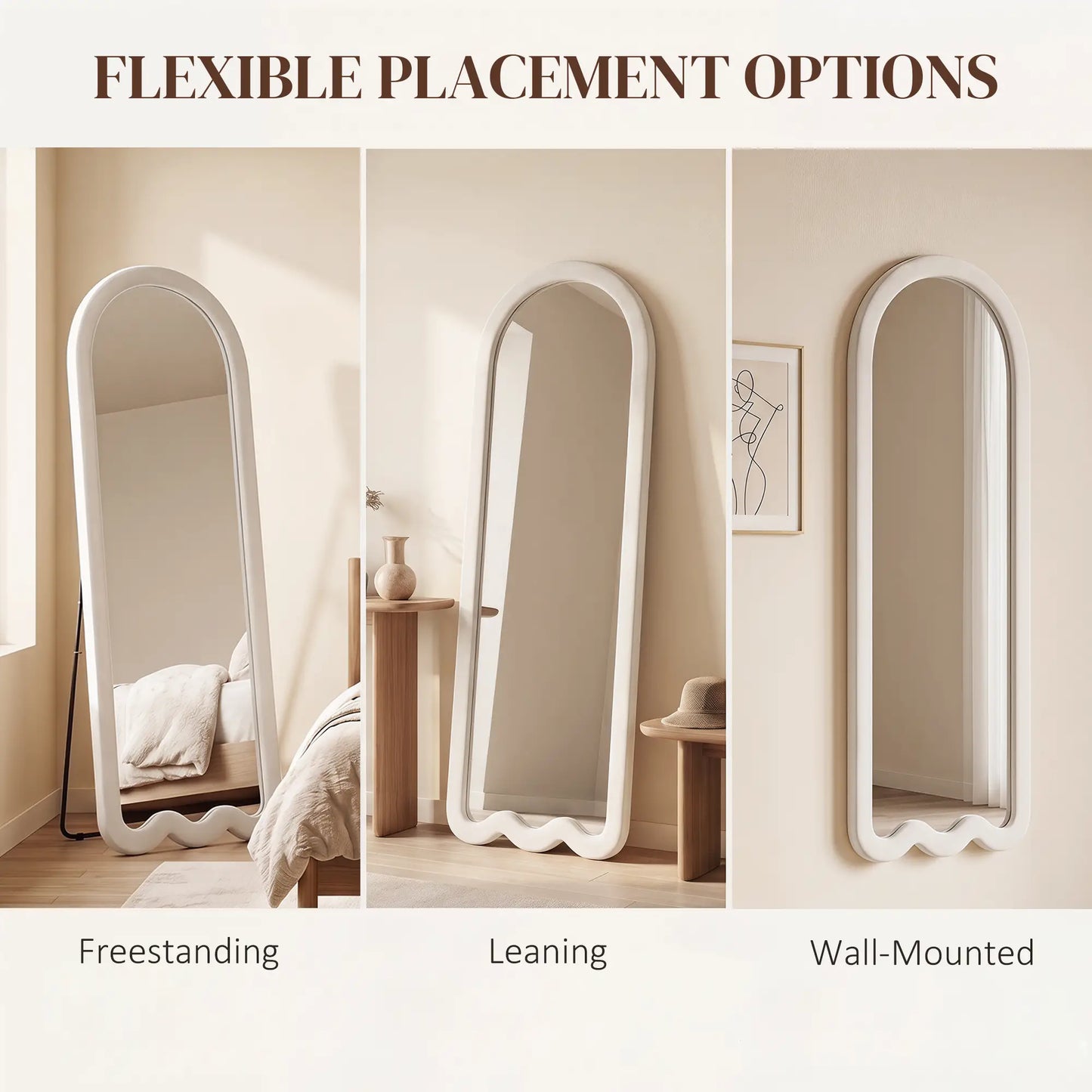 Full Length Mirror With Soft Padded Frame, White