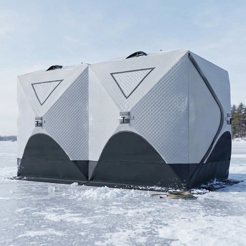 8-Person Ice Fishing Tent, Insulated, Ventilation Windows, Carry Bag, -22℉, Grey