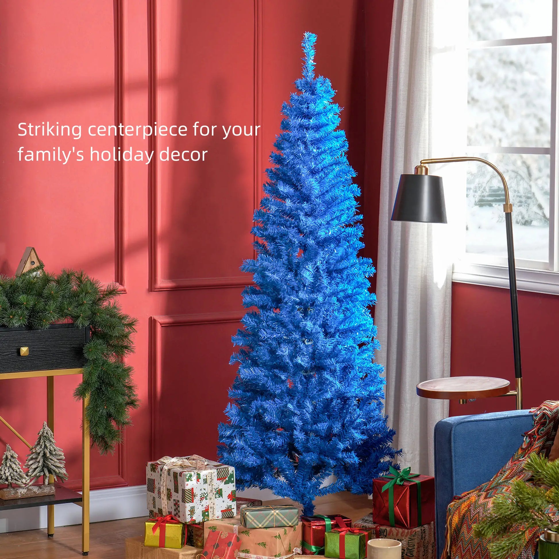 6FT Pencil Christmas Tree, Artificial, Automatic Open, Blue Pencil Christmas Trees at Gallery Canada