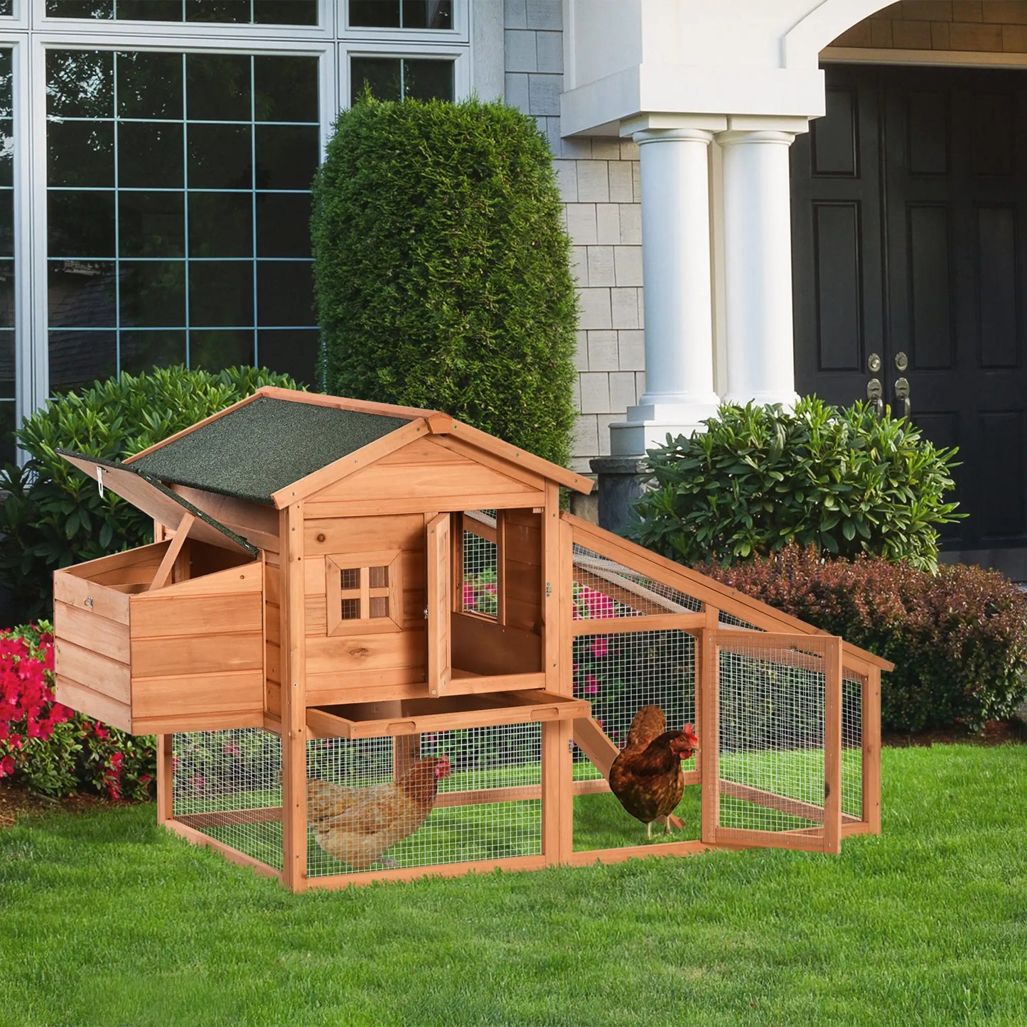 69 Wooden Chicken Coop, Rabbit Hutch, Outdoor Poultry Cage, Yellow and Green Chicken Coops at Gallery Canada