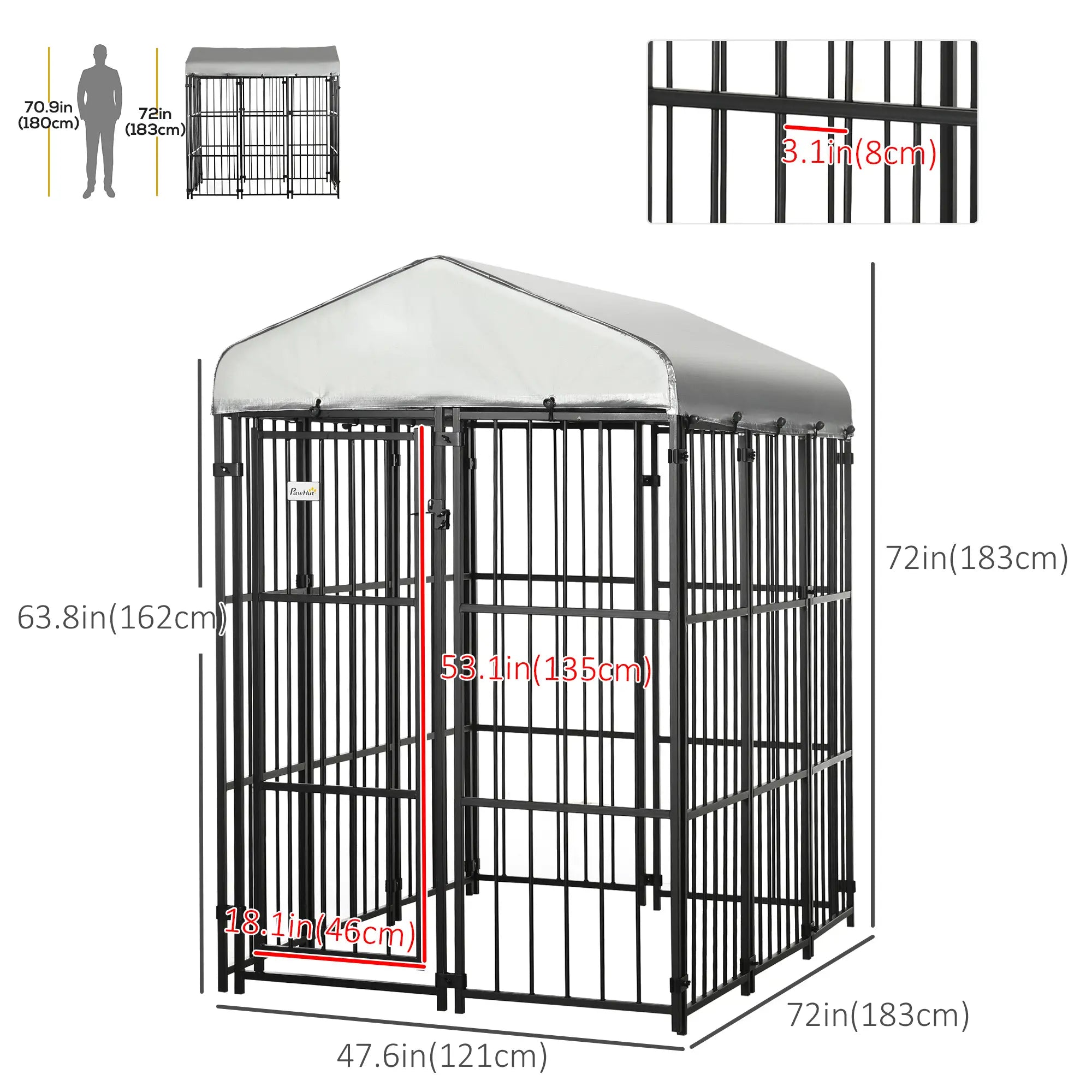Galvanized Steel Outdoor Dog Kennel, Heavy Duty, Black Houses, Kennels & Pens at Gallery Canada