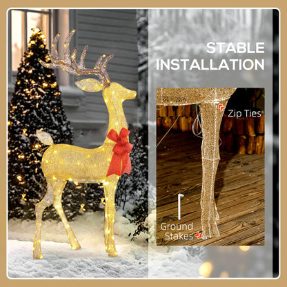 LED Lighted Reindeer Yard Decoration, Indoor Outdoor Lawn, Gold Christmas Deer Lights at Gallery Canada