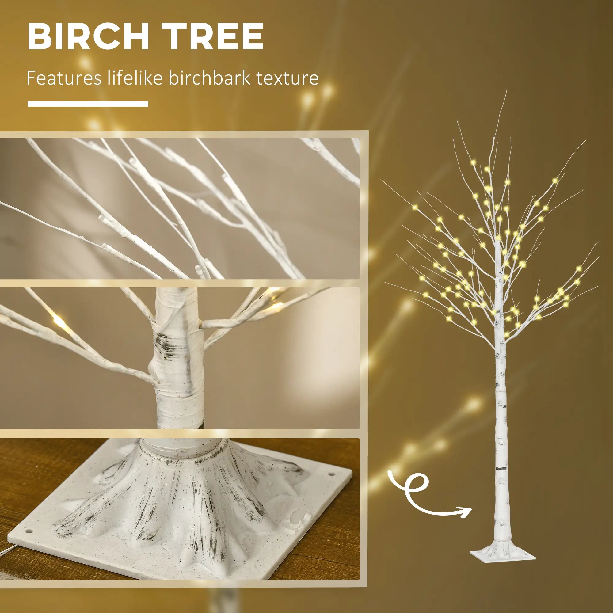 6 ft Pre-Lit LED Artificial Birch Tree, Indoor Outdoor Use Artificial Tree at Gallery Canada