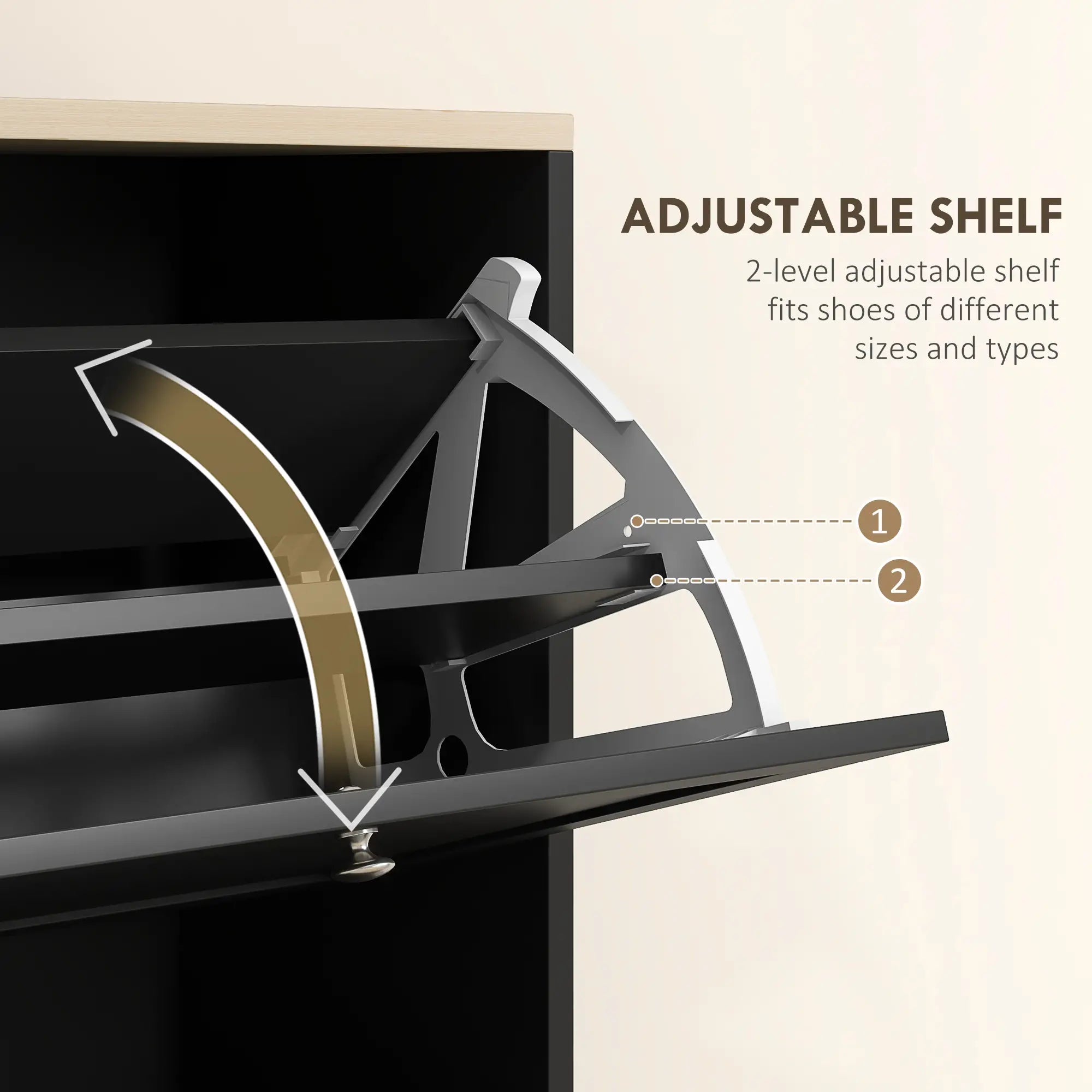 Modern Shoe Storage, 3 Flip Drawers, Adjustable Shelves, 18 Pairs, Black Shoe Storage Cabinets & Racks at Gallery Canada