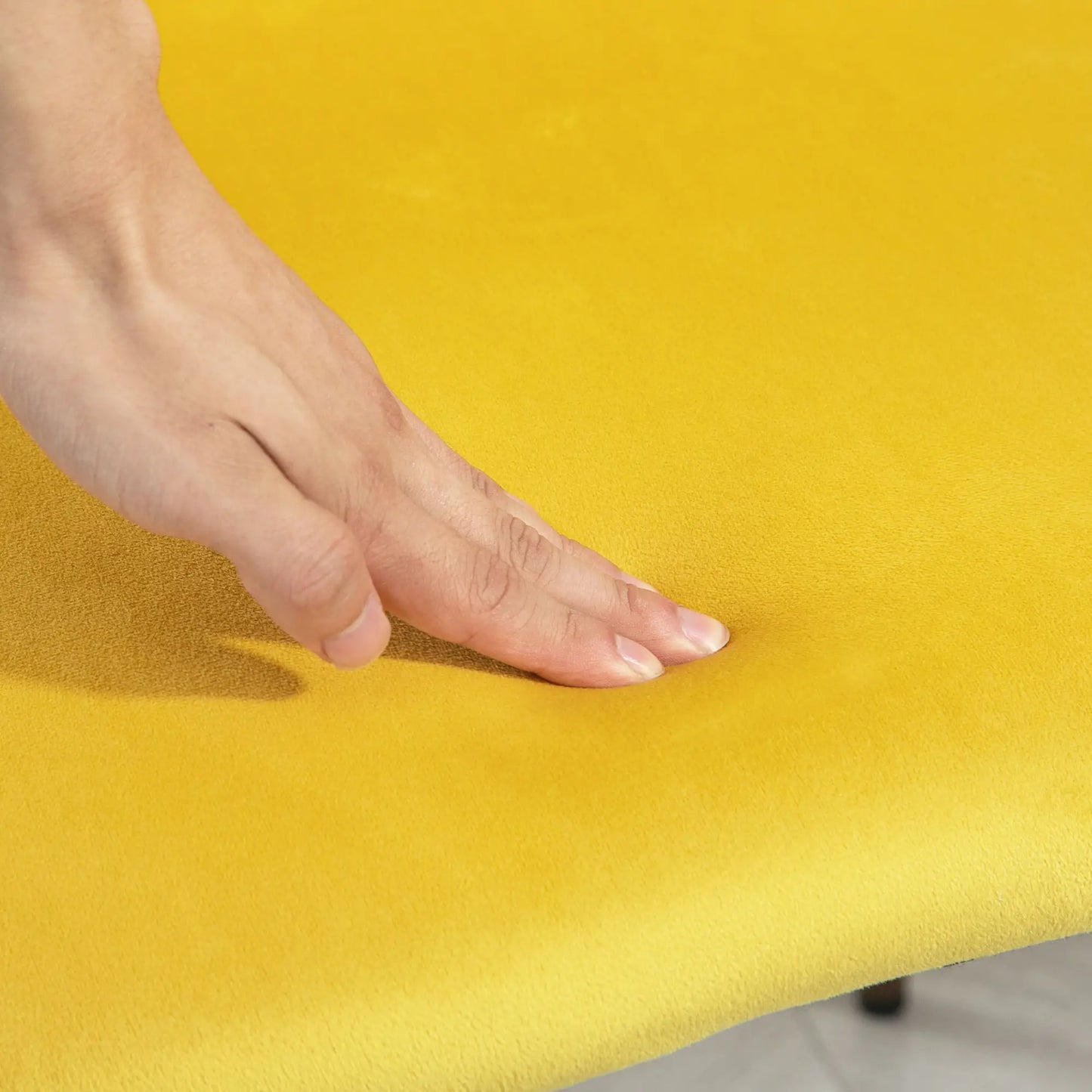 Upholstered Dining Chairs Set of 4, Velvet, Wood-Grain Steel Leg, Yellow Dining Chairs at Gallery Canada