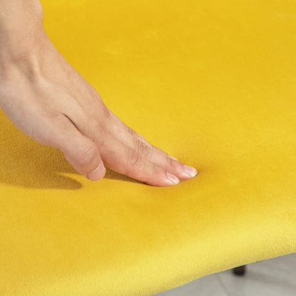 Upholstered Dining Chairs Set of 4, Velvet, Wood-Grain Steel Leg, Yellow Dining Chairs at Gallery Canada