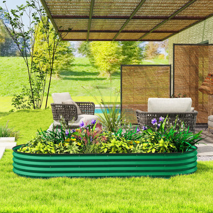 7' x 3' x 1' Parterre de jardin surélevé galvanisé, Tuteur de plante métallique vert, Vert