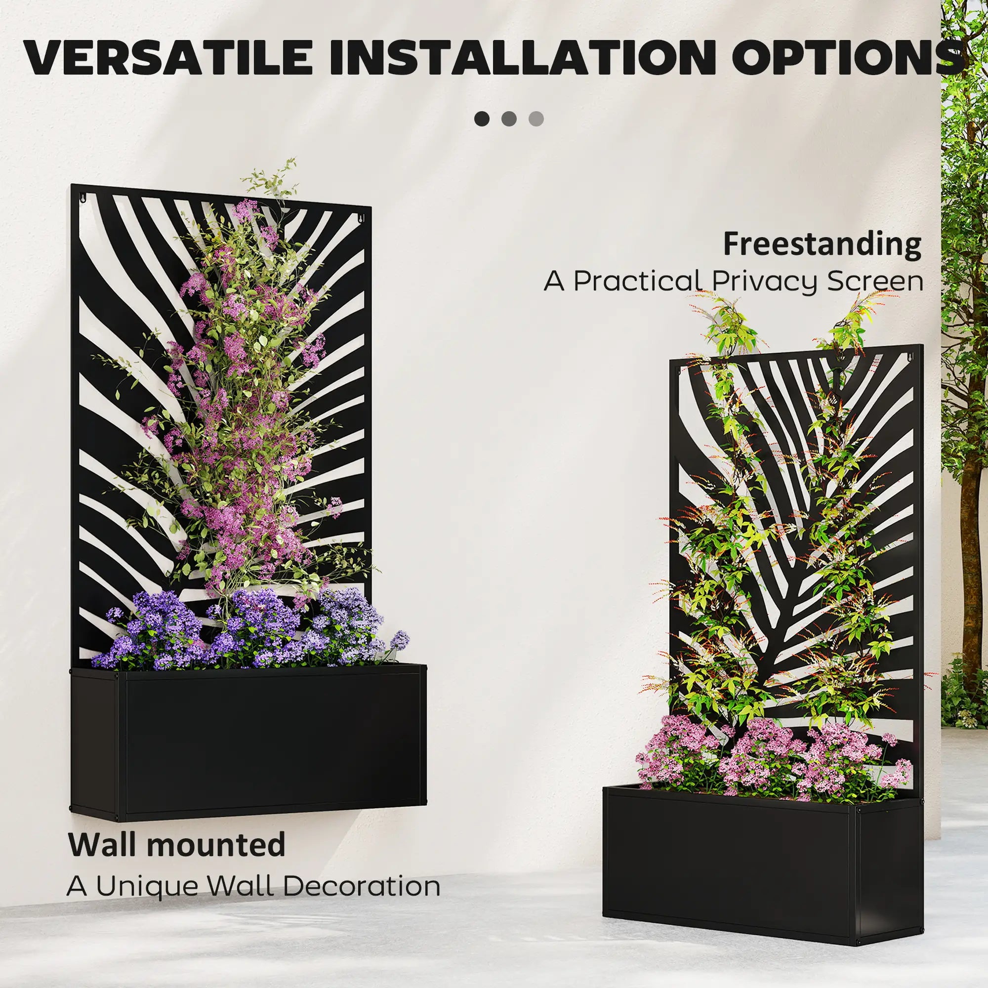 Metal Garden Bed with Trellis for Climbing Plants, Freestanding Galvanized Planter Boxes at Gallery Canada