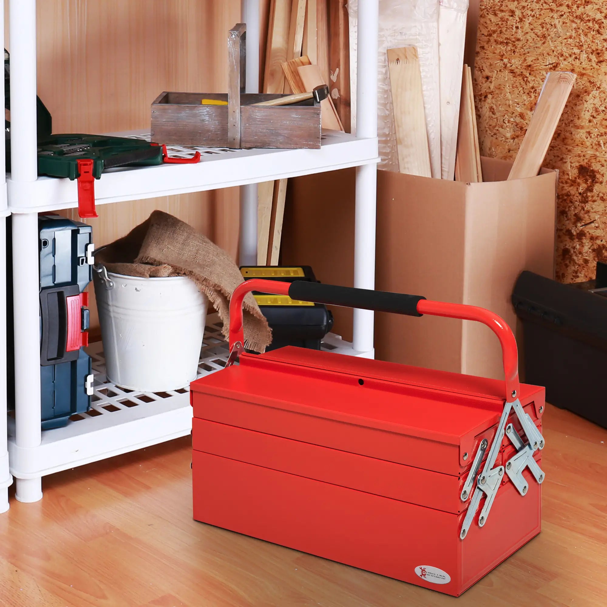 18 Inches Metal Tool Box, 5-Tray Cantilever Steel Chest, Red Tool Organizers at Gallery Canada
