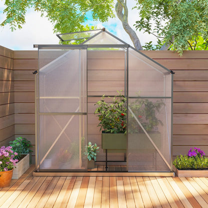 6' X 2.5' Polycarbonate Greenhouse With Sliding Door & Roof Vent, No color found Walk In Greenhouses at Gallery Canada