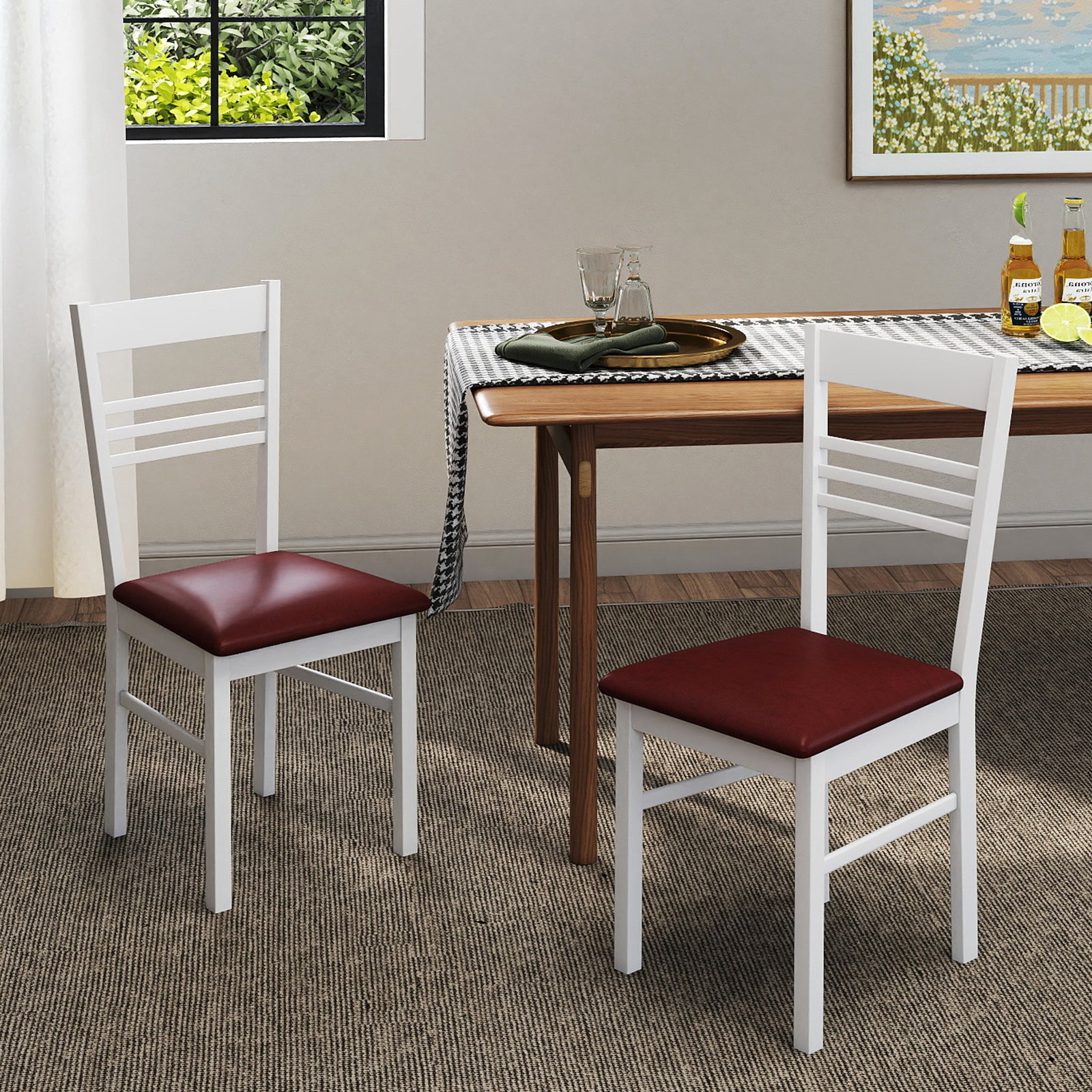 Wood Dining Chairs Set of 4 with Rubber Wood Frame, White Dining Chairs at Gallery Canada